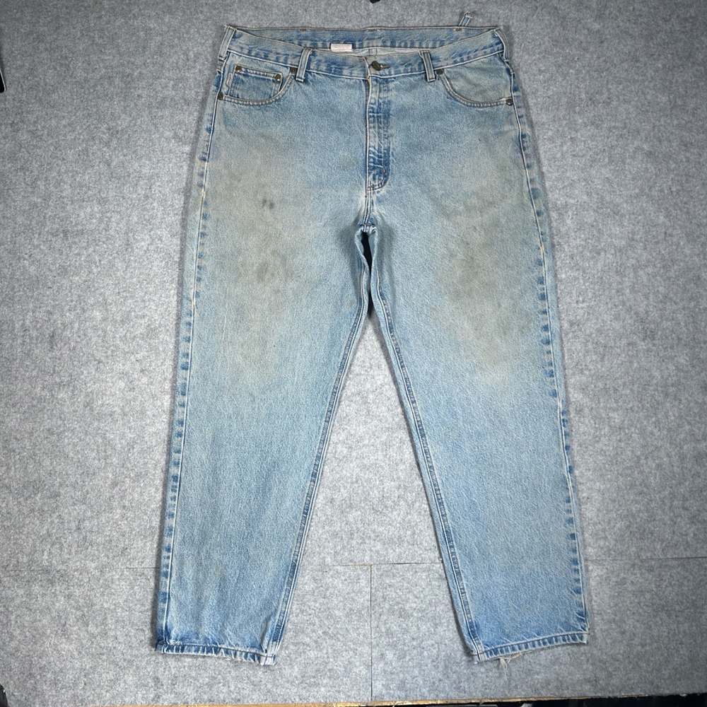 Carhartt denim jeans Mens 40x30 Blue‎ B17DST Relaxed Fit Vintage Distressed